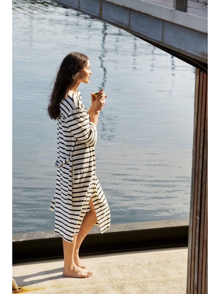 moshi moshi mind - Wholesale Robe - Women's - celestial stripe terry - ecru/moonless night