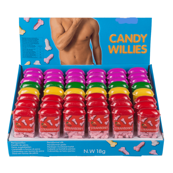 Kinky Pleasure - Wholesale Gummy - Kinky Pleasure - OB053 - Tiktak Penis Willy's - 4 Flavors - Strawberry, Banana, Mint, Cherry - 18 gr0