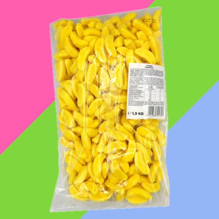 Haribo Bananas 1.5kg Bag (German) for wholesale by Gaffney's Sweets & Treats Wholesale