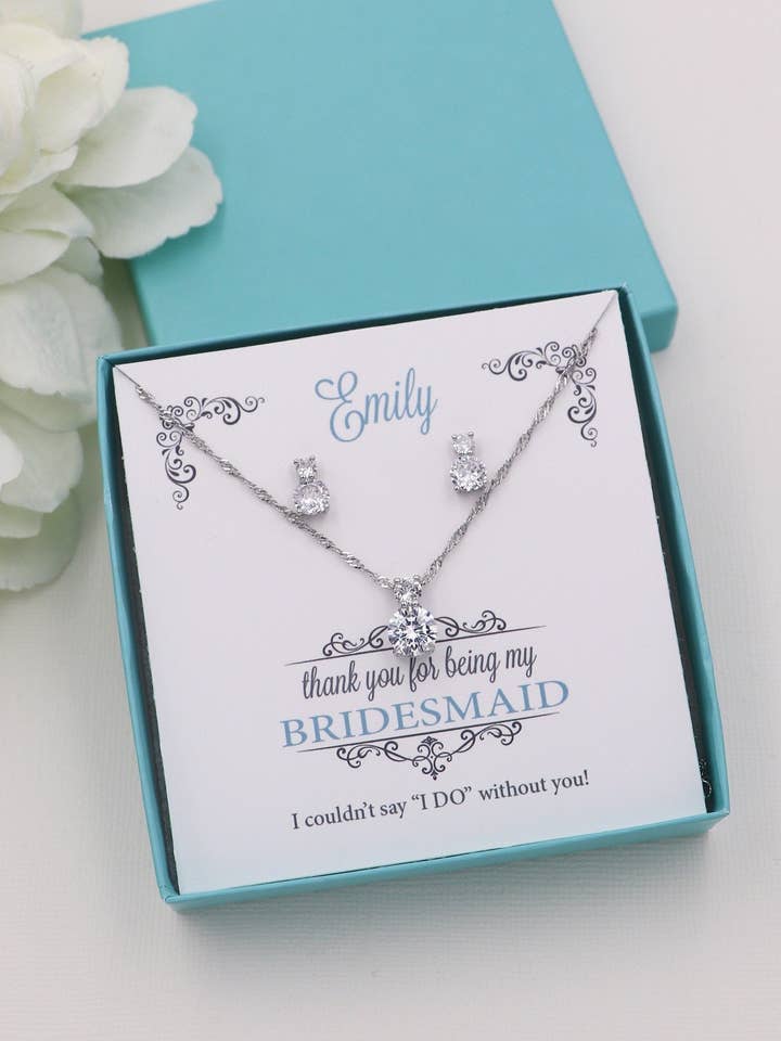 Ensemble de bijoux pour demoiselles d'honneur Petite Round pour la vente par allureweddingjewelry