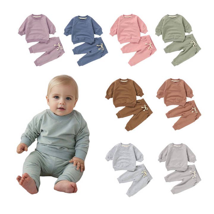 Ensemble décontracté pour bébé en coton biologique avec sweat à capuche pour enfants pour la vente par shoplittleswan