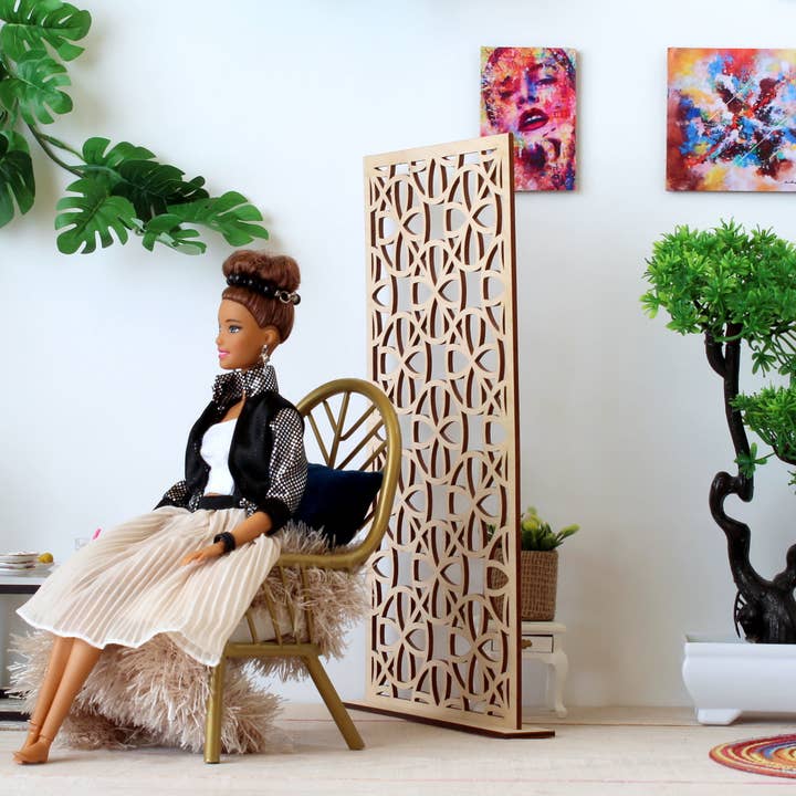 Dressing skærm, miniature rumdeler, dukkehus væg stan for engroshandel hos Lenasminiland