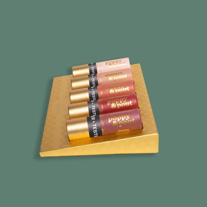 Product Display, Fits 20-Tube Tray, Tester Display, Gold for wholesale by Poppy & Pout