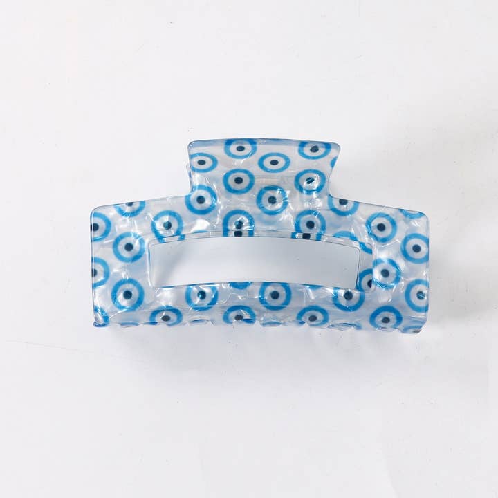 NINEXIS - Wholesale Hair Clip - Women's - CWAHA1612_RECTANGULAR PRINT BLUE SERIES HAIR CLAW CLIP