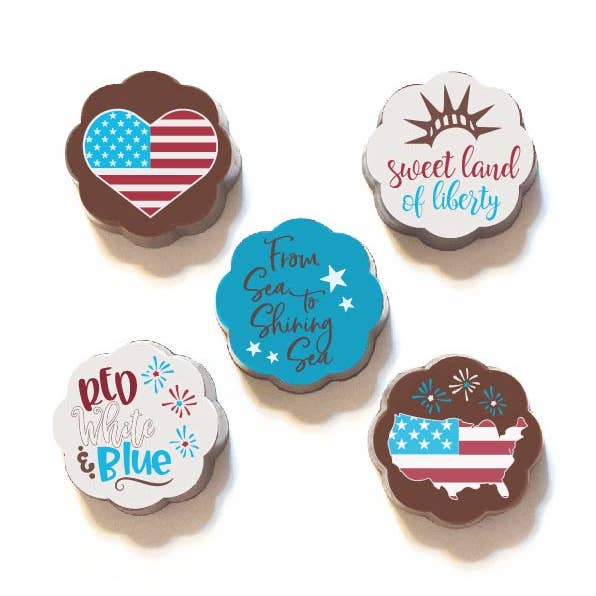 Chouquette - Wholesale Chocolate Covered Sweets - Americana Patriot Chocolate Caramels - Sweet Fourth of July!0