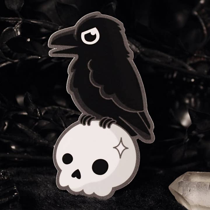 Raven & Skull Sticker for wholesale by GRRRL Spells