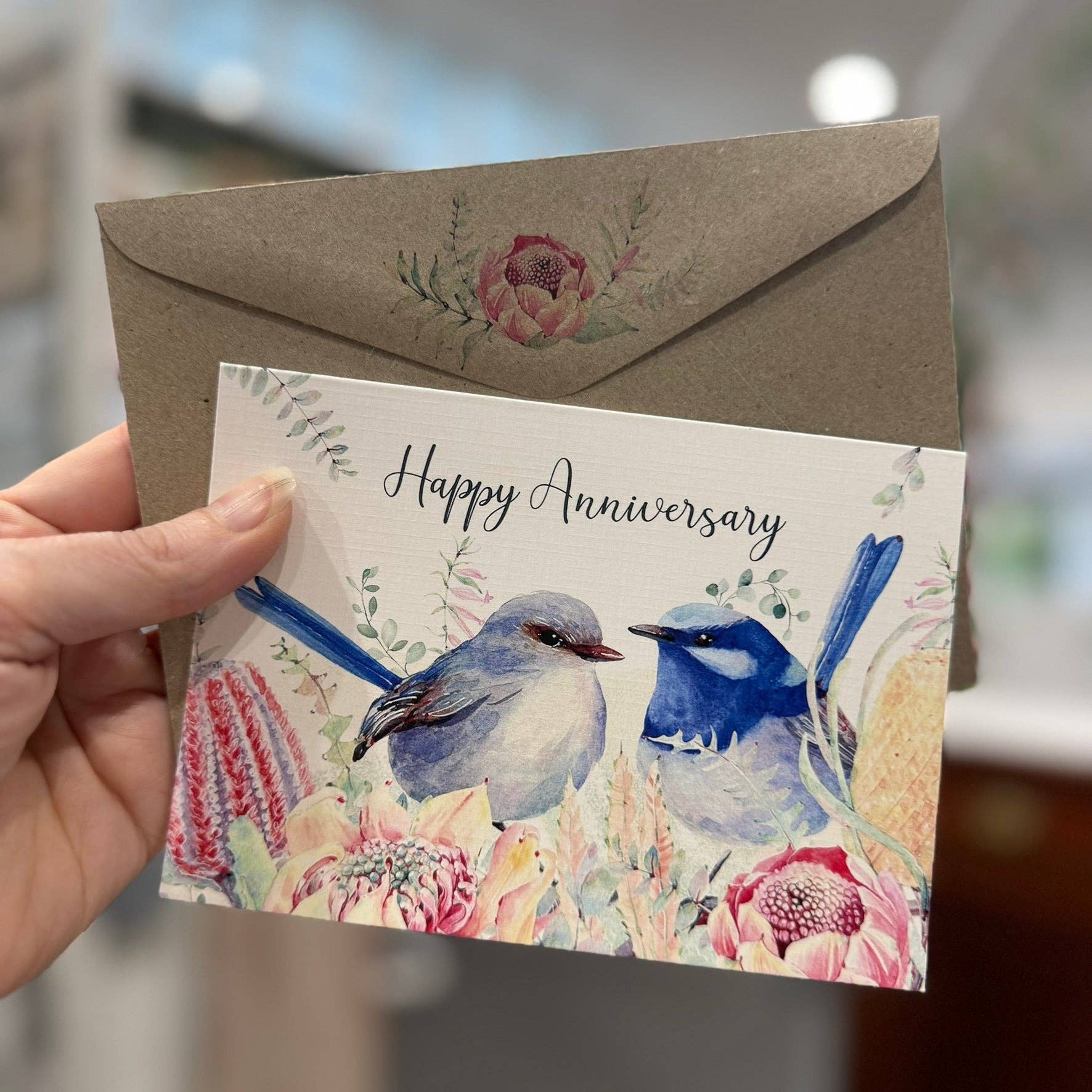 Scattered Seed Co - Wholesale Anniversary card - Superb Fairy Wren - Happy Anniversary Card0