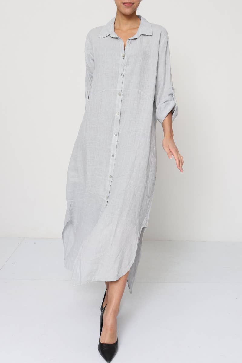 LÉA & LUC - Wholesale Dress - Women's - Long shirt dresses in 100% Linen REF. 148416