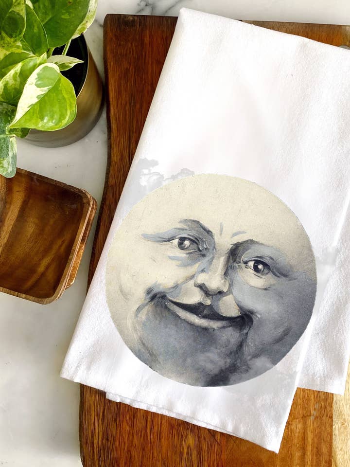 Man in the Moon Tea Towel for wholesale by Jennifer Rizzo Design Company