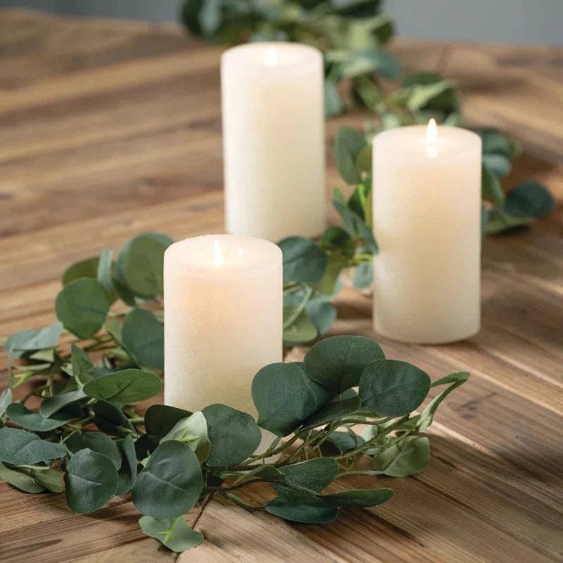 Kiyo Home - Vente Fleurs artificielles - Ensemble de 2 guirlandes artificielles d’eucalyptus vert13