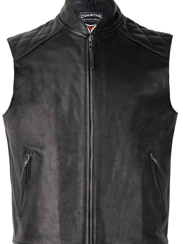Leather Vest, Leather Biker Waistcoat for wholesale by Skintan