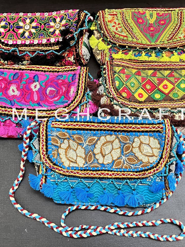 Embroidered Sling Bag I Clutch Bag Assorted for wholesale by Meghcraft