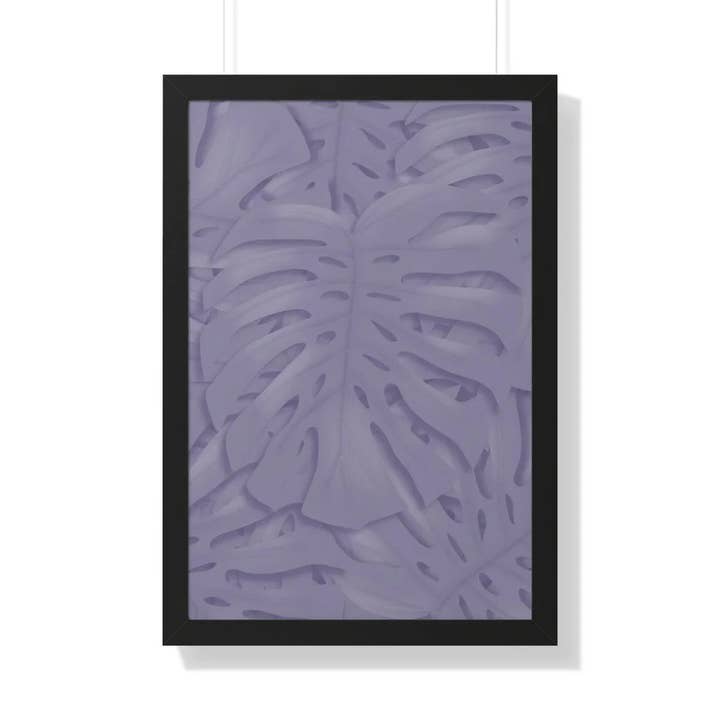 Violet Monstera Print Framed Wall Art The Potted Pixel With Matte Finish Poster And Acrylic Cover Frame for wholesale by The Potted Pixel