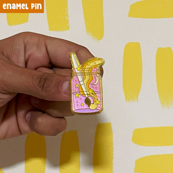 Neha Lee Designs - Wholesale Lapel Pin/Button - Magic Potion Paintbrush Enamel Pin, Gift for Creative Minds6