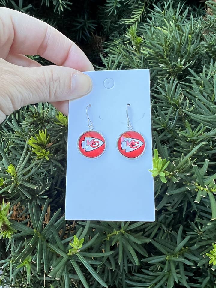 Red Chiefs Dangle Earrings Kansas City KC Arrowhead for wholesale by Baubles by B