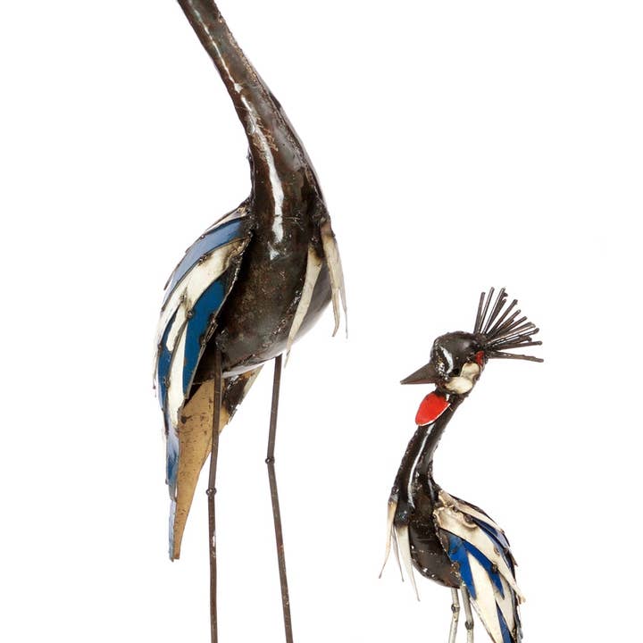 Swahili | AFRICAN MODERN - Wholesale Sculpture - Crowned Crane Recycled Metal Garden Sculptures1