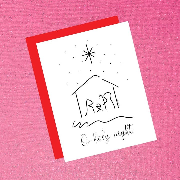 O Presépio Noite Santa Cartão de Natal Natal Férias Simples por atacado de Tiffany Ascensio Designs | Watercolor Greeting Cards