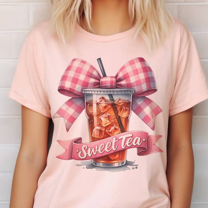 Par.tees by Party On! - Wholesale T-Shirt (Graphic) - Women's - Summer Sweet Tea Gingham Checkered Pink Bow Graphic Tee