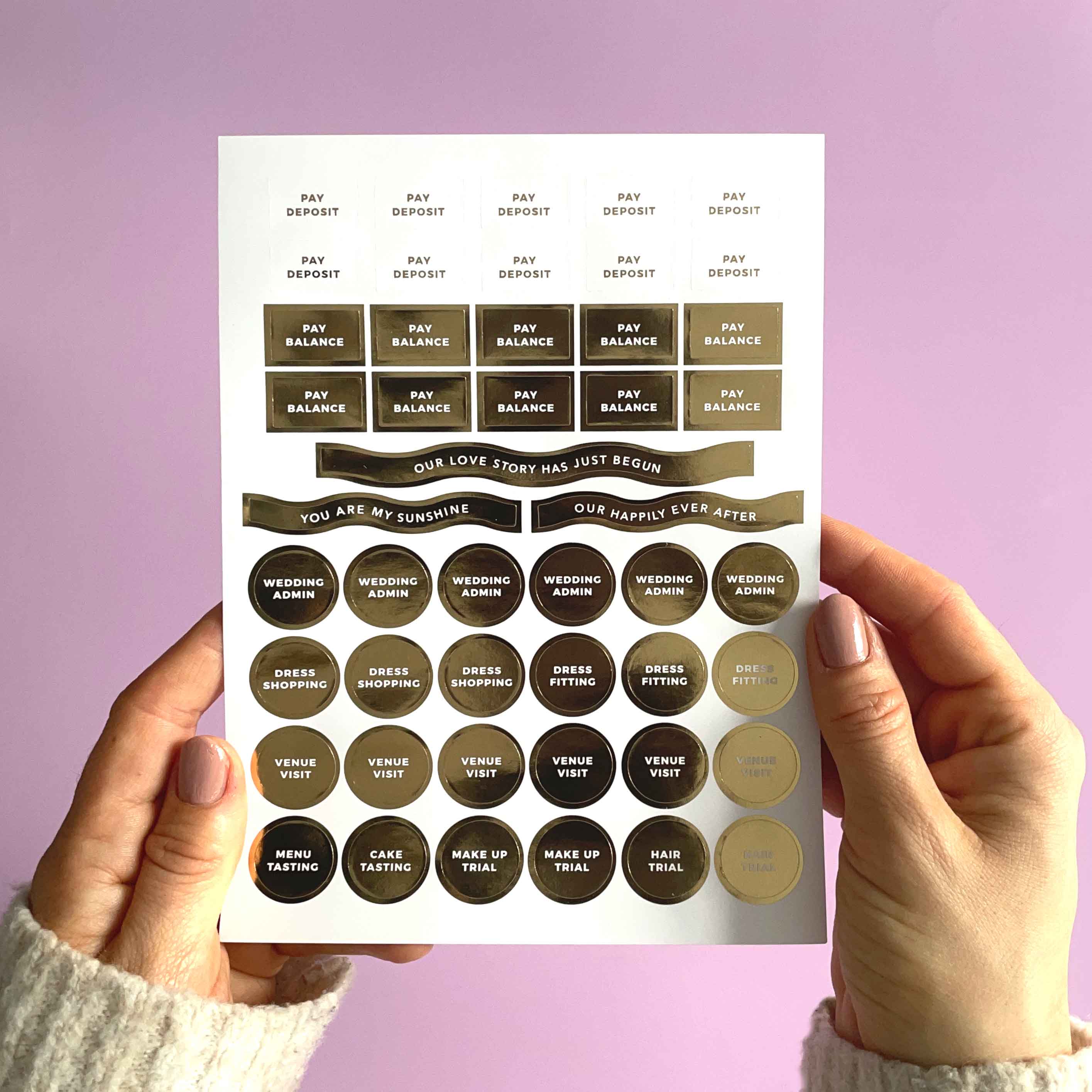 Blush And Gold – wholesale Sticker – Wedding Sticker Pack (3 sheets)2