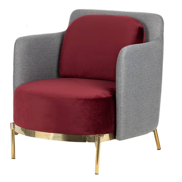 Velour-lænestol Tulsa rød/grå 70x80x81 cm for engroshandel hos Ethan Chloe - GARPE GROUP - GARCIA PÉREZ Y CÍA S.L.