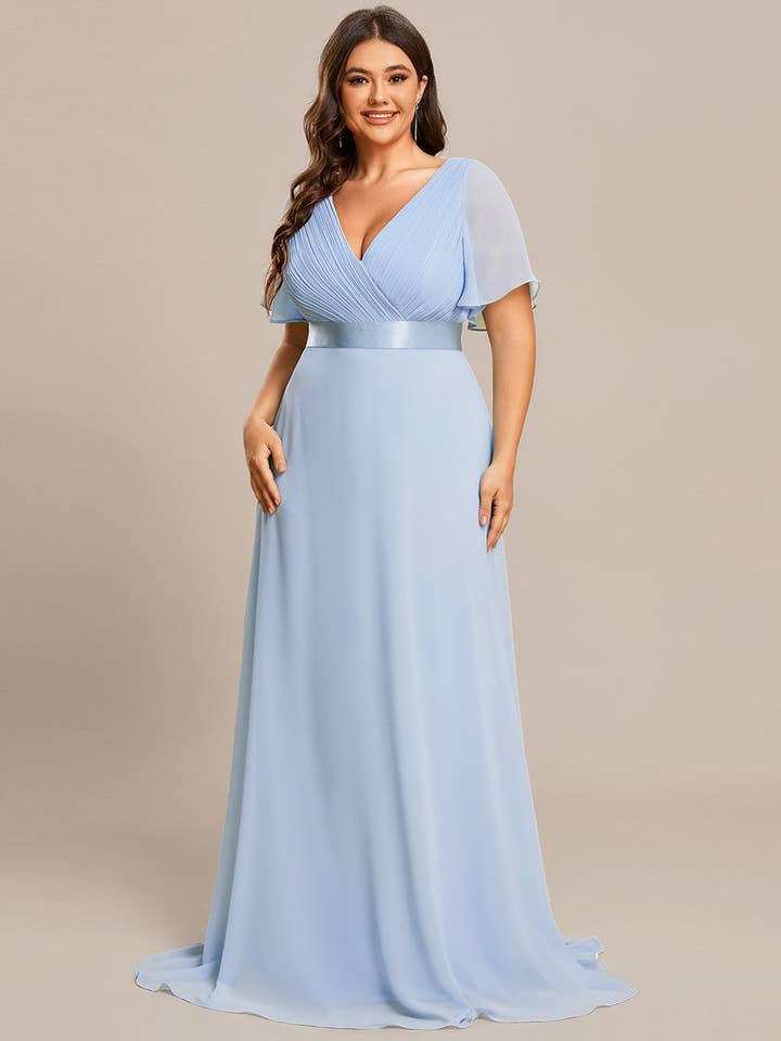Ever-Pretty - Wholesale Gown – Women's - Double V-Neck Ruffles Chiffon Bridesmaid Dress59