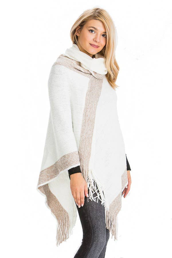 Cap Zone – wholesale Poncho – Women's – Tinsel Cowl Neck Fringed Poncho15