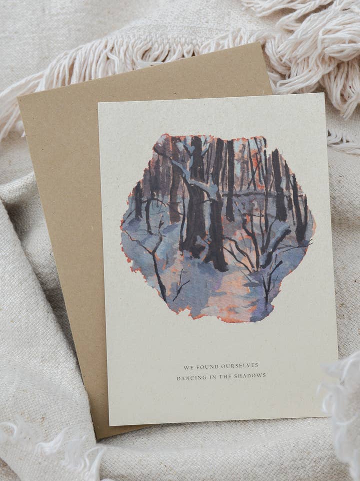 Biglietto di auguri - Dancing in the shadows per la vendita all'ingrosso da parte di Fine Artist Lieke Koster