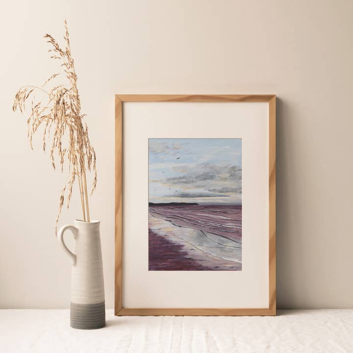 Whitby Beach, Yorkshire - A4 Art Print for wholesale by Joy Jen Studio