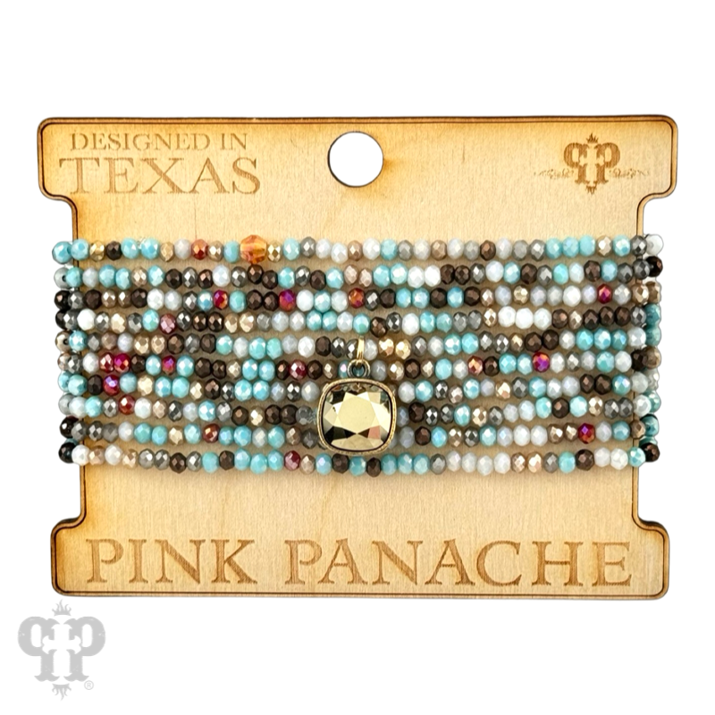 Pink Panache Brands - Wholesale Beaded Bracelet - Faceted small bead bracelet set with Austrian crystal - LC7