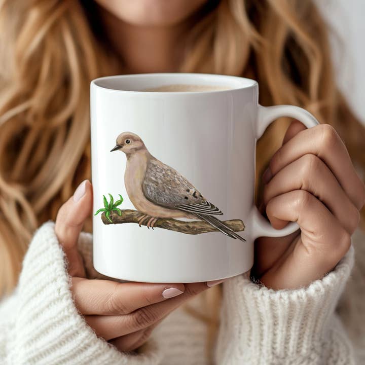 MerikaArt - Wholesale Coffee Mug - Mourning Dove Mug with Graceful Bird Illustration3
