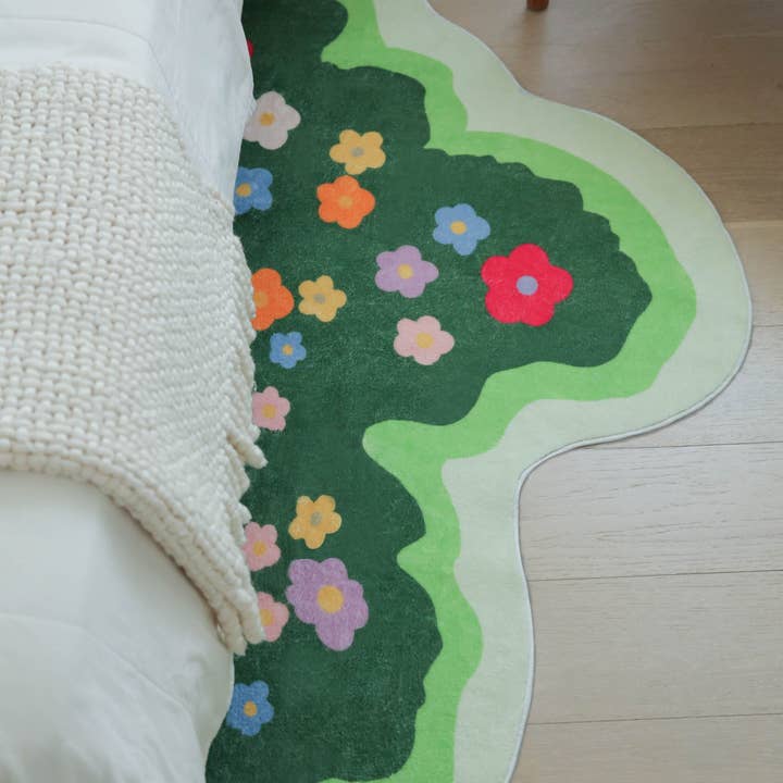grün Unregelmäßiger Läufer mit Blumenmuster für den Großhandel auf Faire