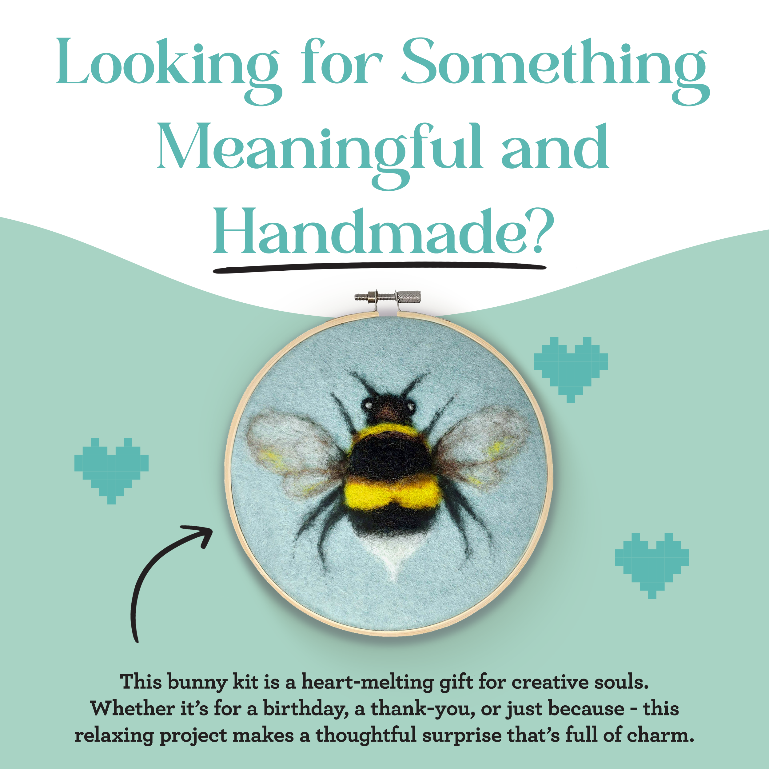 The Crafty Kit Company - Wholesale Craft Sewing Kit - Bee in a Hoop Needle Felting Craft Kit3