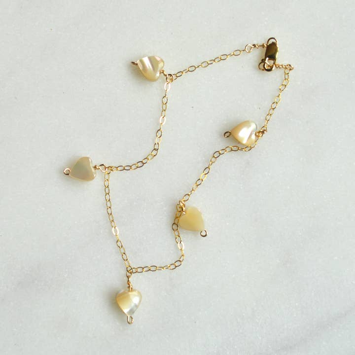 Mother of Pearl Heart Bracelet for wholesale by Salty But Sweet