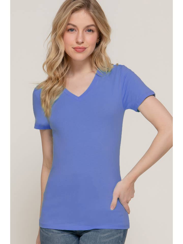 Active Basic | Active USA - Wholesale T-Shirt - Women's - Short Sleeve Cotton Jersey V-neck Top 16