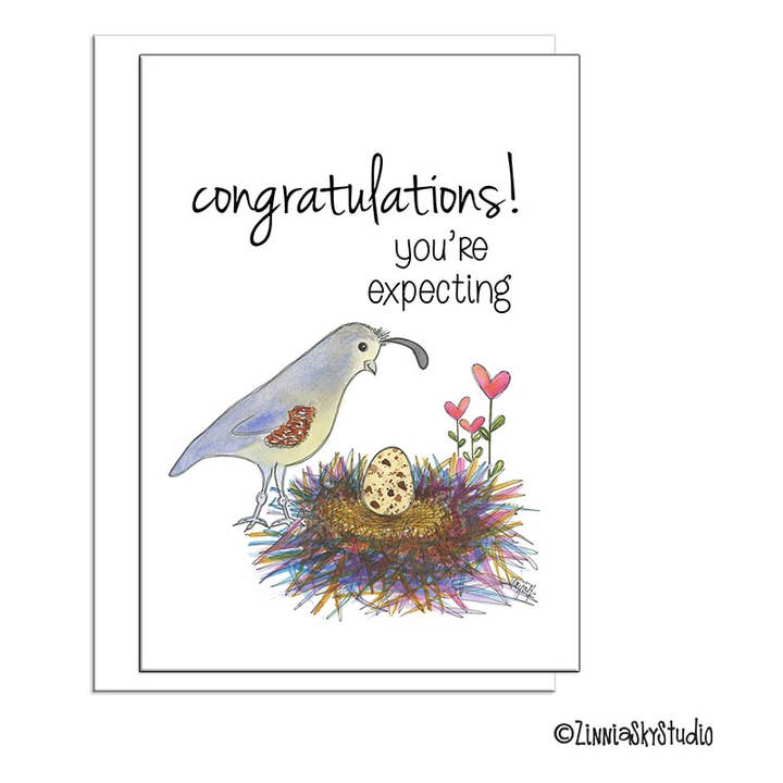Southwest Mama Quail | Expecting Card for wholesale by Zinnia Sky Studio LLC
