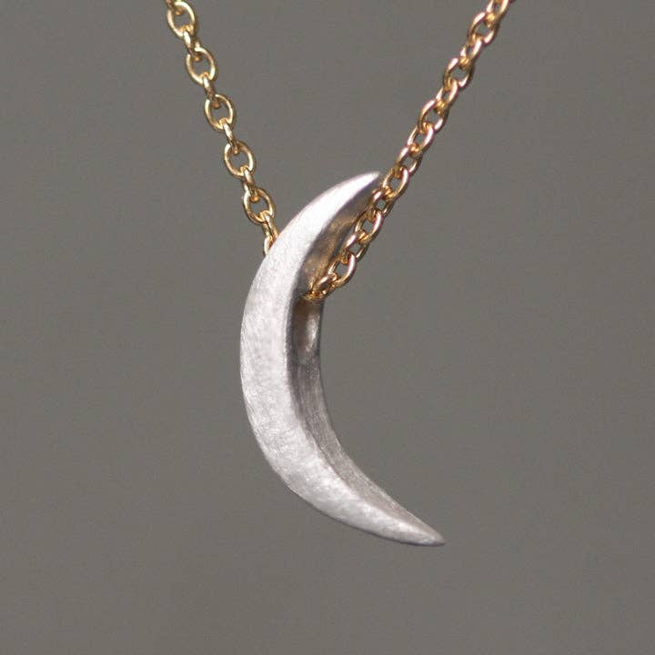 Michelle Chang - Wholesale Pendant/Charm Necklace - Crescent Moon Necklace in Sterling Silver with Gold Filled Chain