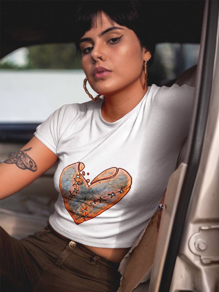 Stitch'd Hearts T shirts half logo HEARTS only for wholesale by Feddi Around the Collar shirts