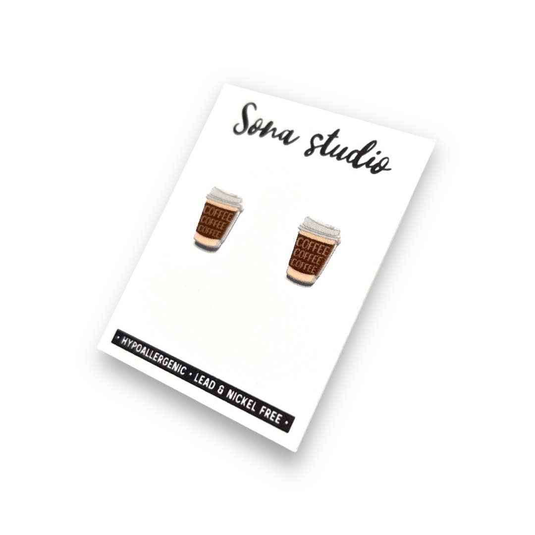 Sona Studio - Wholesale Stud/Post Earrings - Gilmore Girls Coffee Earrings1