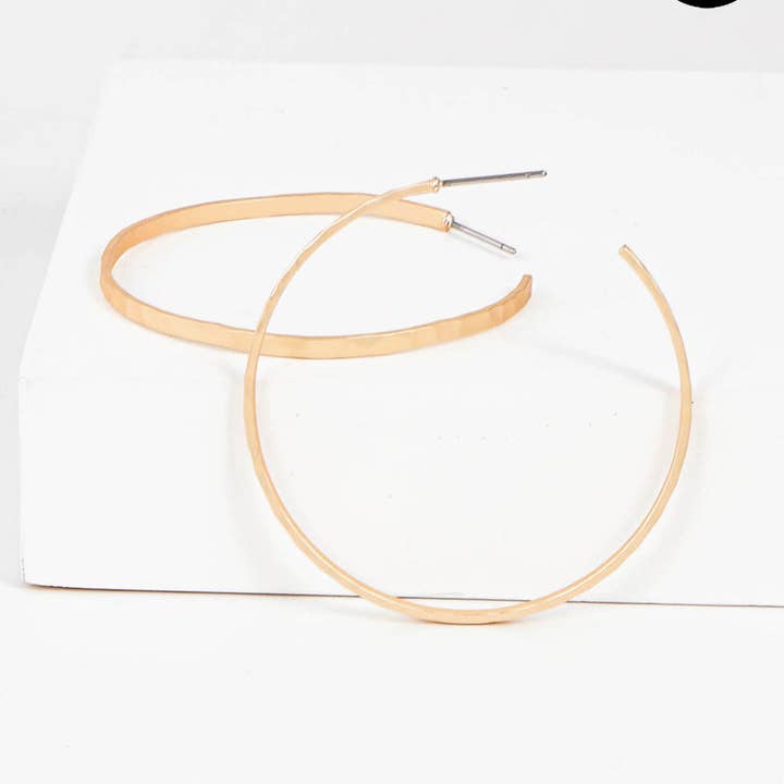 Wild Honey - Wholesale Hoop Earrings - 45mm Hammered Brass Open Hoop Earrings2