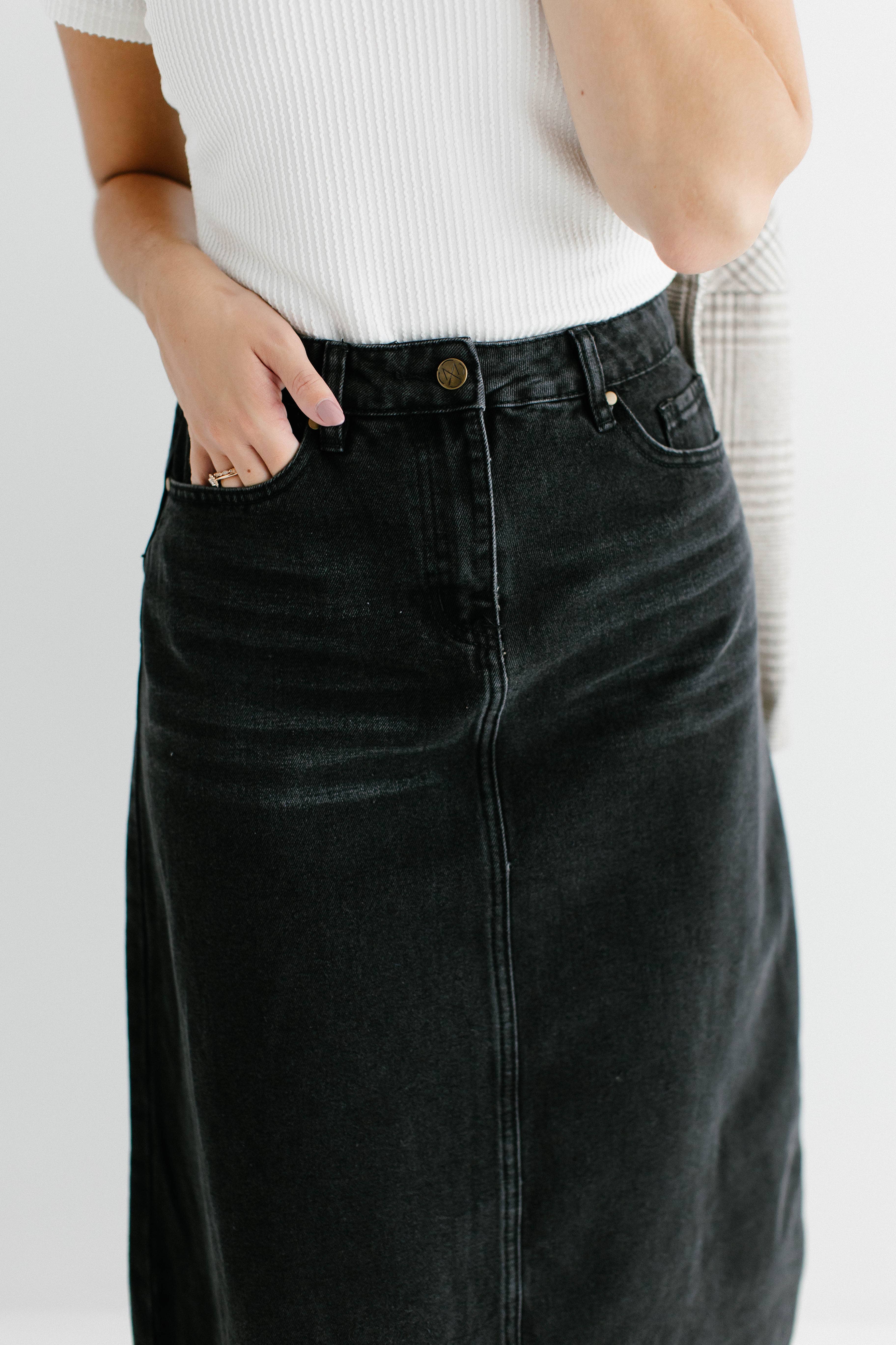 The Main Street Exchange - Wholesale Rok - Dames - 'Brooke' A-lijn denim midirok7