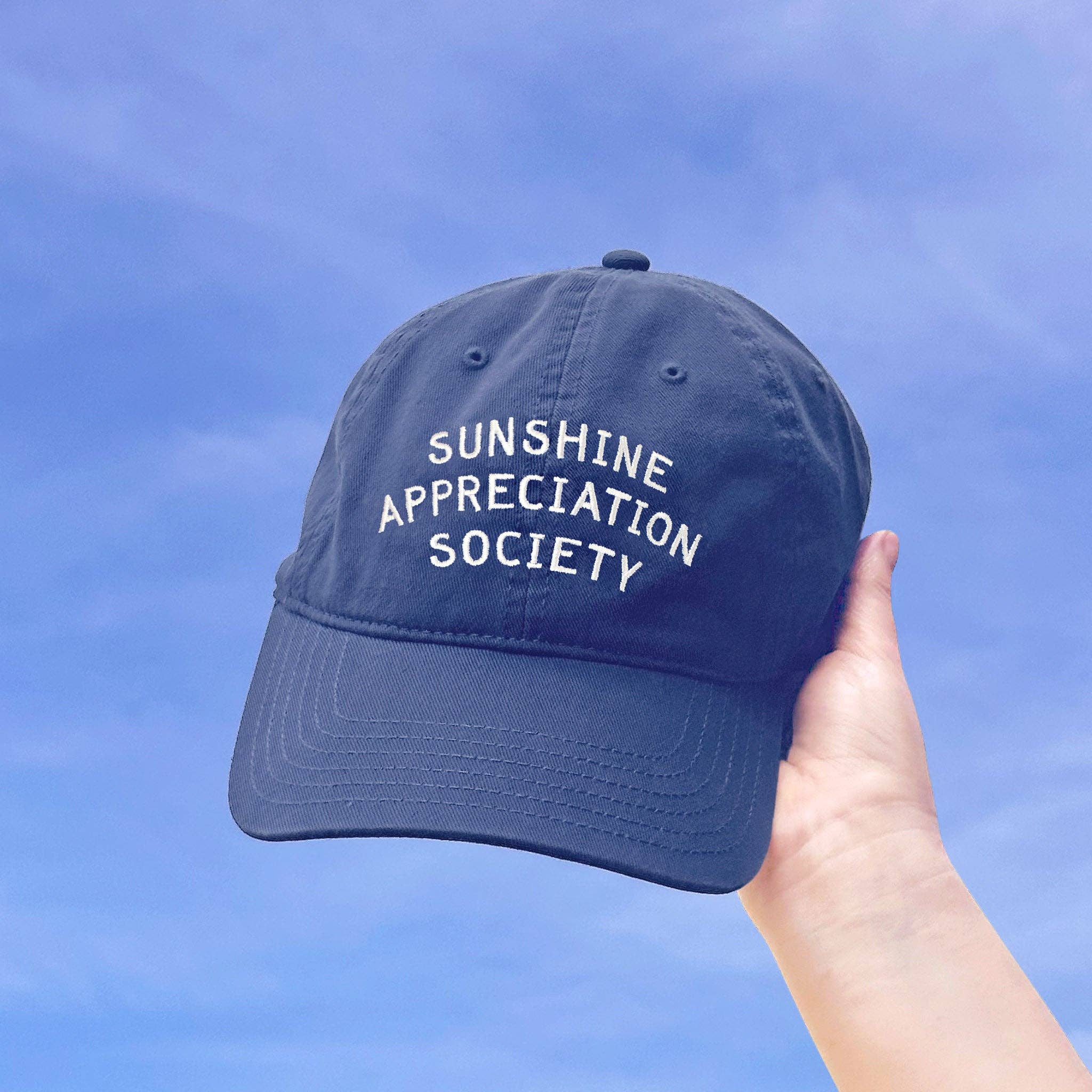 Alphabet Bags - Wholesale Baseball Cap - Unisex - Sunshine Appreciation Society - Cotton Baseball Cap - Vintage Blue1
