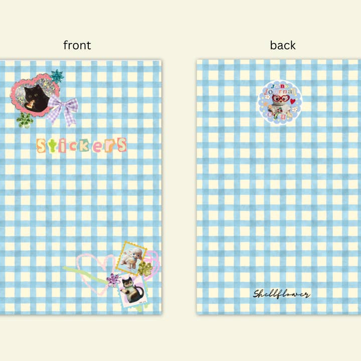 Shellflower - Wholesale Notebook - A5 Gingham Sticker Keeper Book1