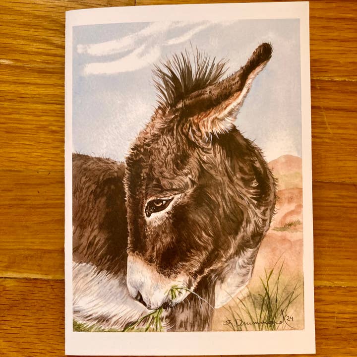 Enkelt kort „Bashful“ for engroshandel hos Sarah Drummond Art