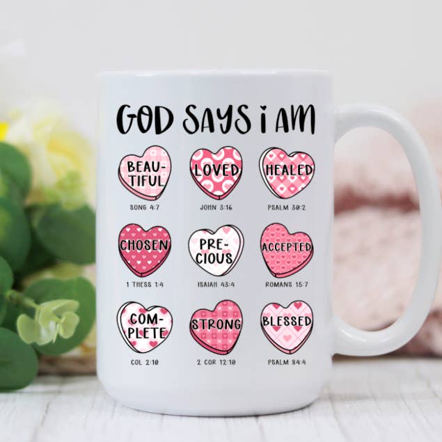 Dio Dice che Sono Abbastanza Tazza da Caffè di San Valentino 15oz per la vendita all'ingrosso da parte di Prairie Chicken Sticker Shop & Gifts