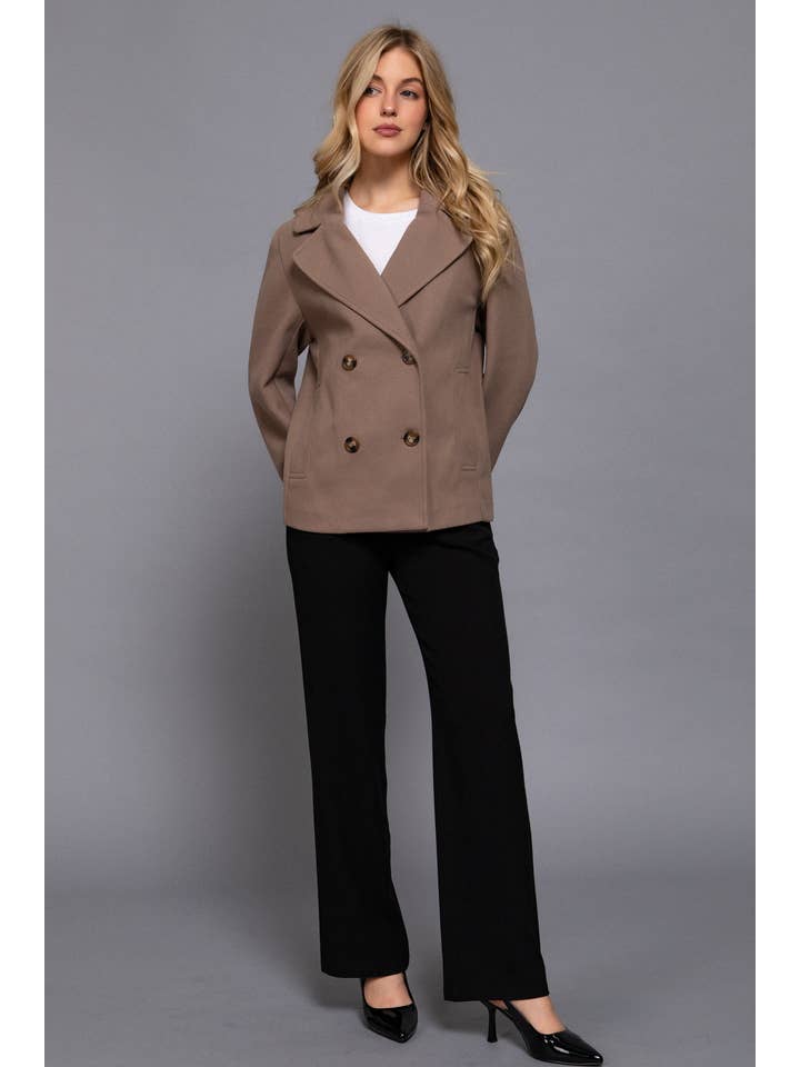 Active Basic | Active USA - Wholesale Peacoat - Women's - Long Sleeve Soft Felt Short Peacoat9