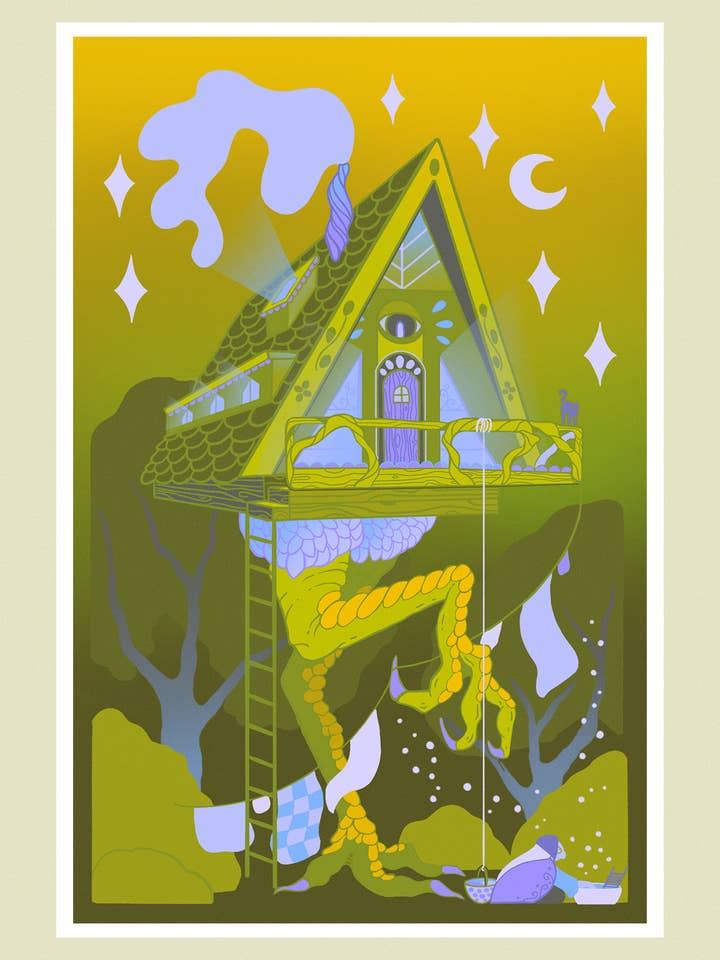 Baba Yaga Doing Laundry Print for wholesale by Odd Hare Goods