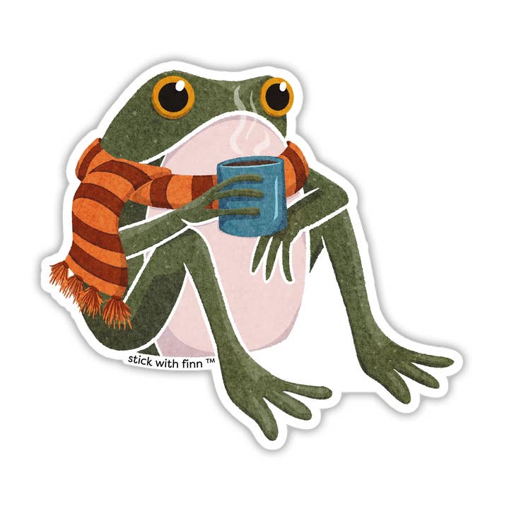 Autocollant Cozy Frogson pour la vente par Stick With Finn