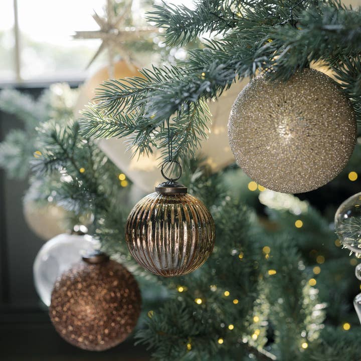 CG Hunter - Wholesale Ornament Set - 4" Beaded Cream Glass Ornament3