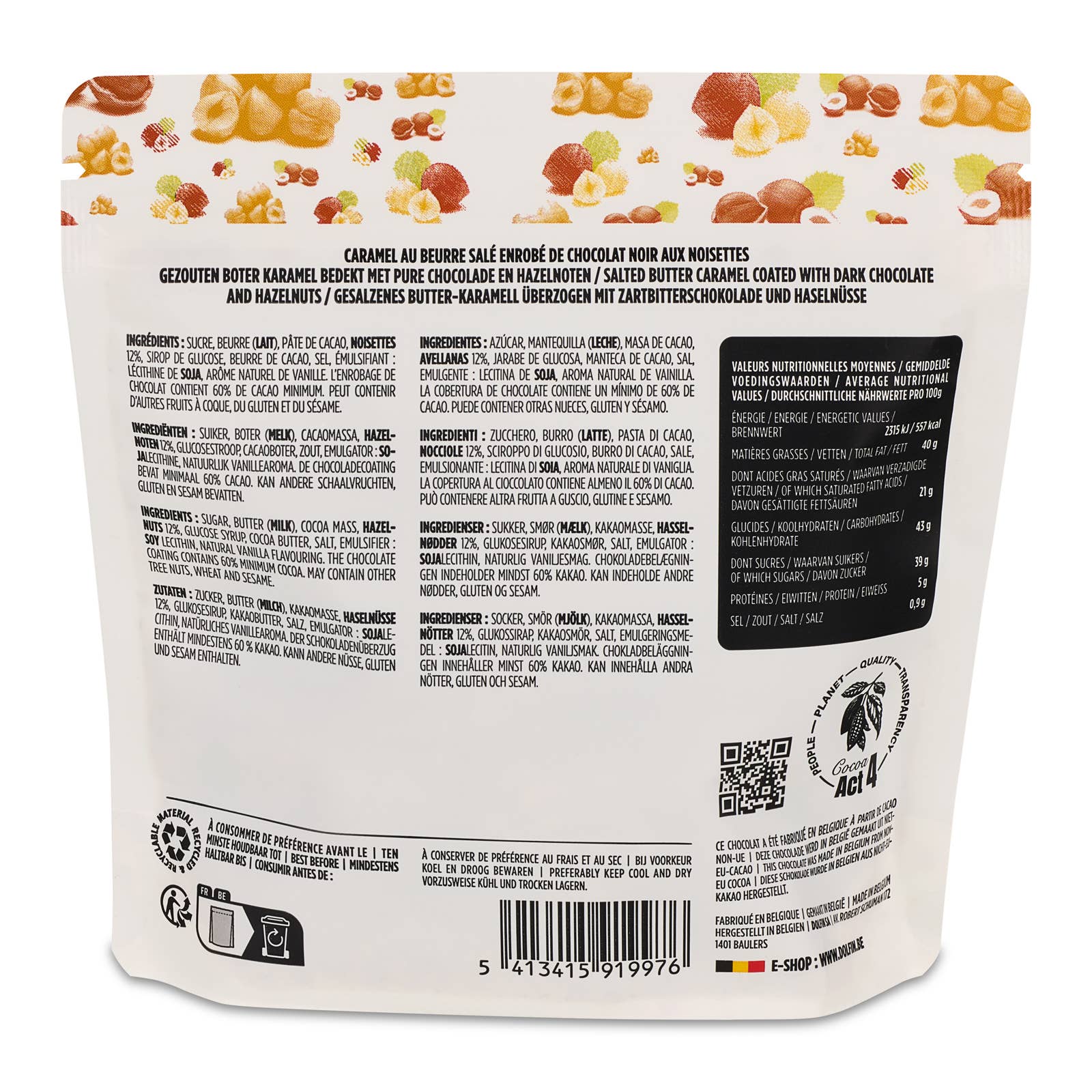 Dolfin - Wholesale Caramel - "Caramel & Chocolate" - Dark & Roasted Hazelnuts1