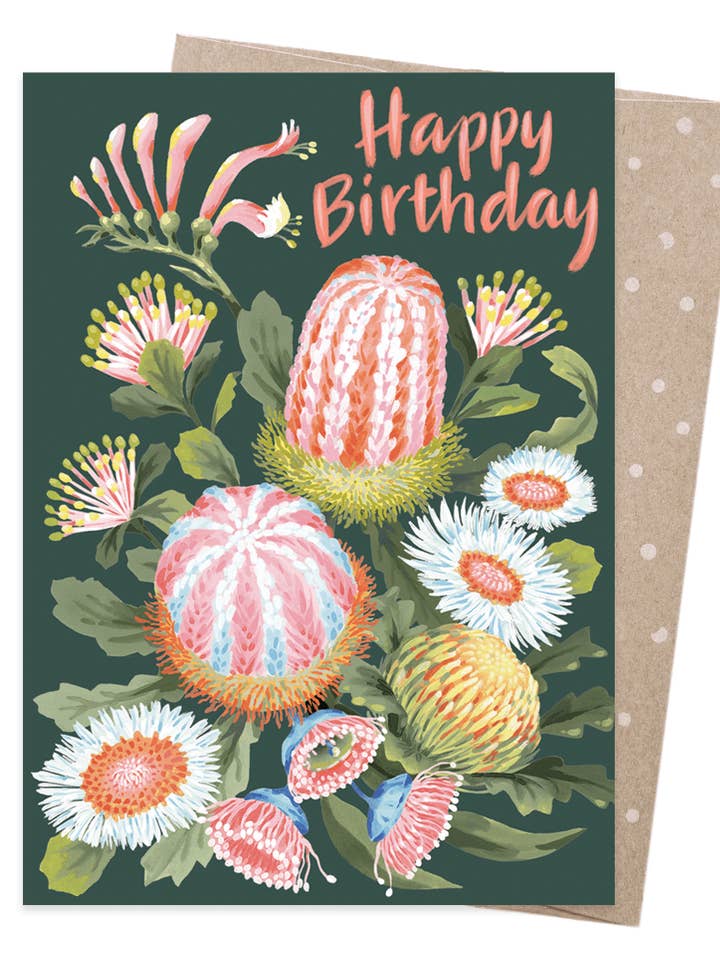 Greeting Card - Birthday Banksias (Pack of 6) for wholesale by Earth Greetings